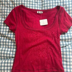 NWT Free People red cropped baby tee